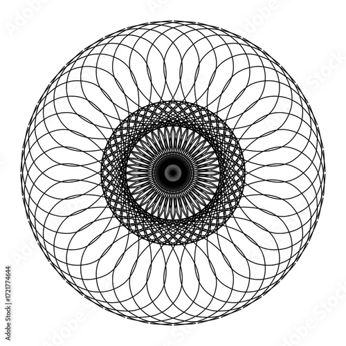 Mandala art abstract black and white minimal style for tattoo or screen printing on fabric, mugs and bowls.