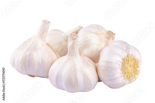Raw Garlic Bulbs with Papery Skin - Clean Background