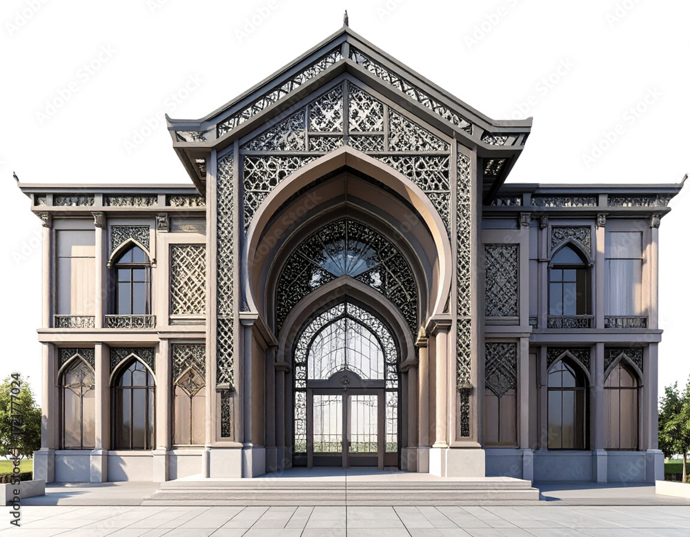 Obraz premium Eiffel Tower Front View with Clear Architectural Details, isolated on transparent background