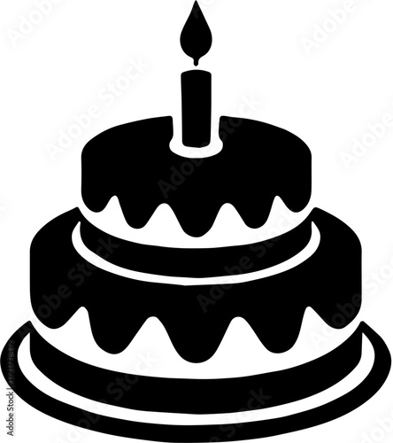 birthday cake icon white and black silhuette illustration