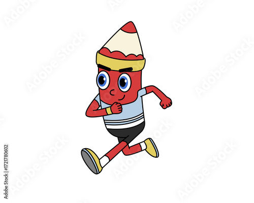 Cute anthropomorphic pencil characters in various costumes and professions