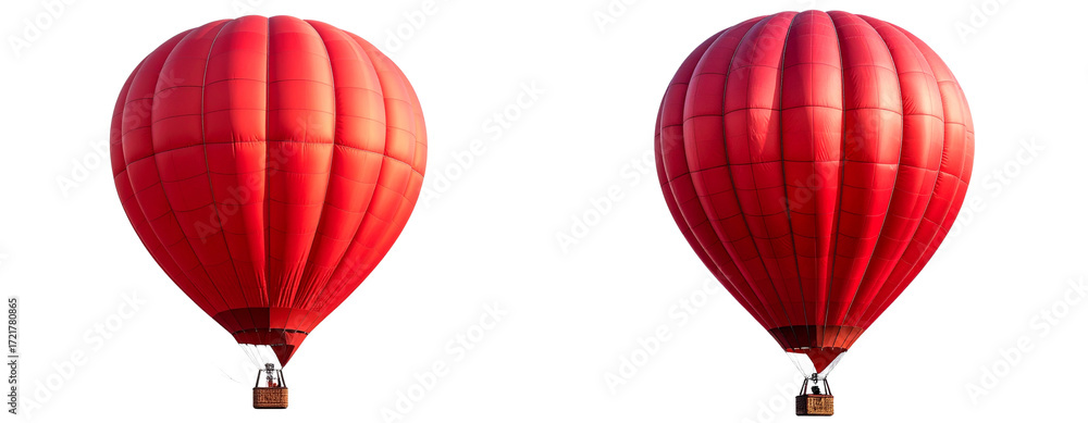 Obraz premium Sat of Bright Scarlet Hot-Air Balloon – Floating Adventure Travel Icon PNG