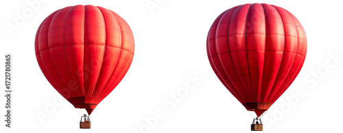  Sat of Bright Scarlet Hot-Air Balloon – Floating Adventure Travel Icon PNG