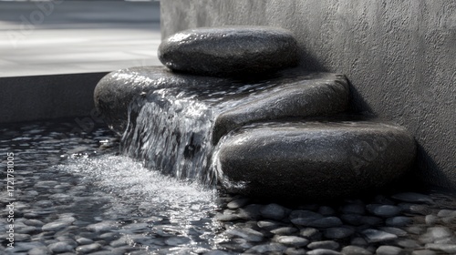 Modern gray stone water feature