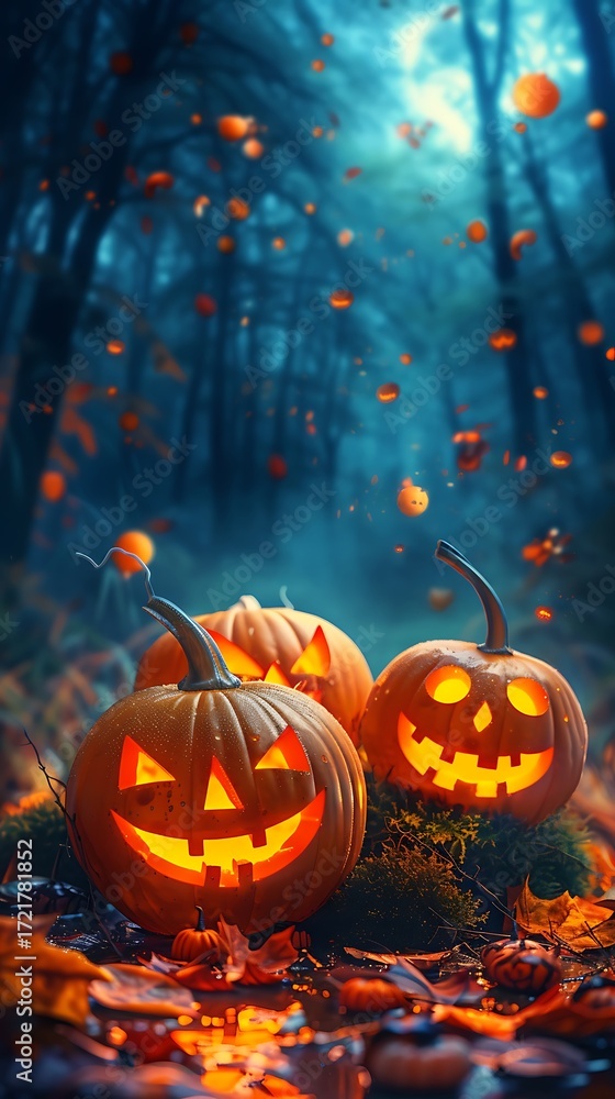 Fototapeta premium halloween, pumpkin, jack-o-lantern, night, spooky, lantern, porch,