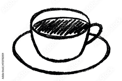 Cute cup of tea or coffee illustration Simple mug clipart Cozy home doodle Single element for design