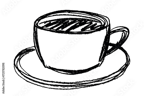 Cute cup of tea or coffee illustration Simple mug clipart Cozy home doodle Single element for design