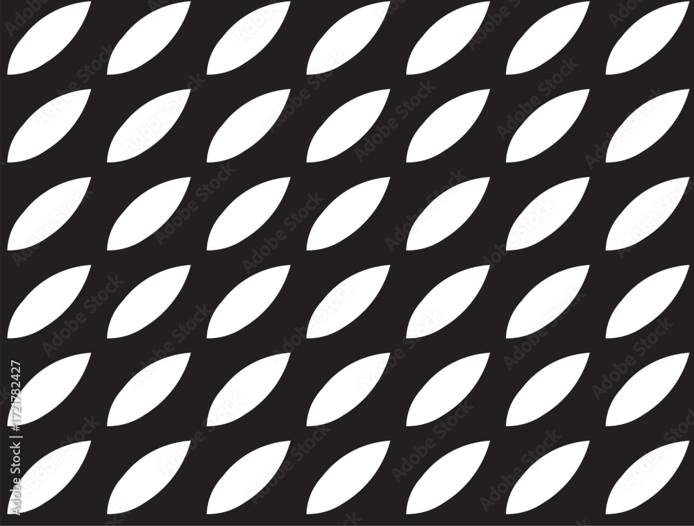 Obraz premium Diagonal white ellipses on black grid create a bold optical pattern—ideal for modern textiles, wallpapers, packaging, and visually striking decorative surfaces.