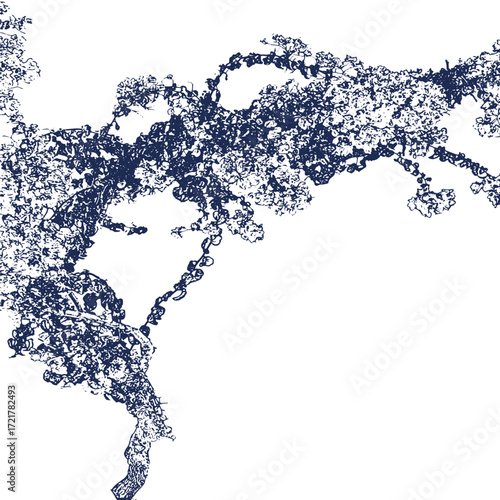 Vector ornament in vintage style with decorative branches and flowers. Made in sophisticated graphic technique, perfect for textile prints, wallpapers and packaging. Toile de Jouy print.