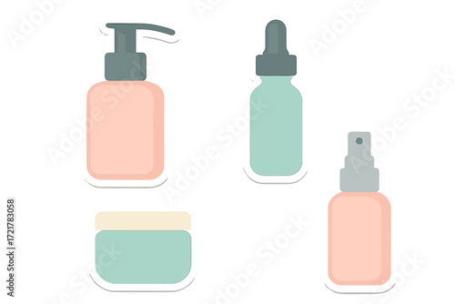 Colorful and diverse skincare products displayed on a clean white background