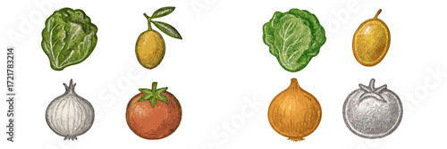 Colorful assortment of fresh vegetables and fruits arranged for a healthy meal preparation