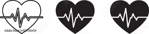 Illustration of heartbeat cardiogram icon isolated on white background