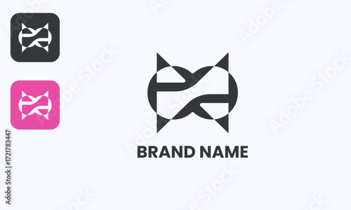 Abstract Black Ambigram AE Logo Modern Elegant Design