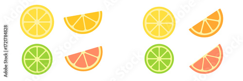 Colorful citrus fruit slices arranged in a vibrant pattern for a fresh and summery feel