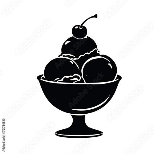 Fresh fruit and berries served with creamy ice cream