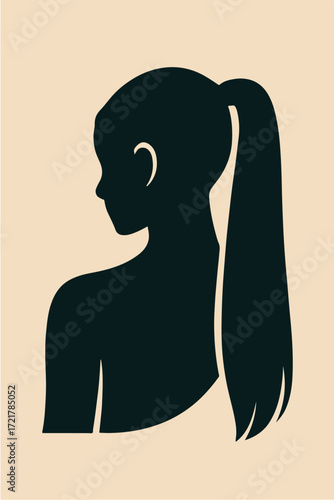 Young woman with long ponytail hairstyle