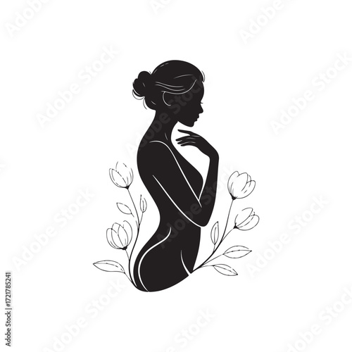 Woman Line Art and Silhouette