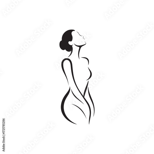Woman Line Art and Silhouette