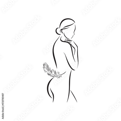 Woman Line Art and Silhouette