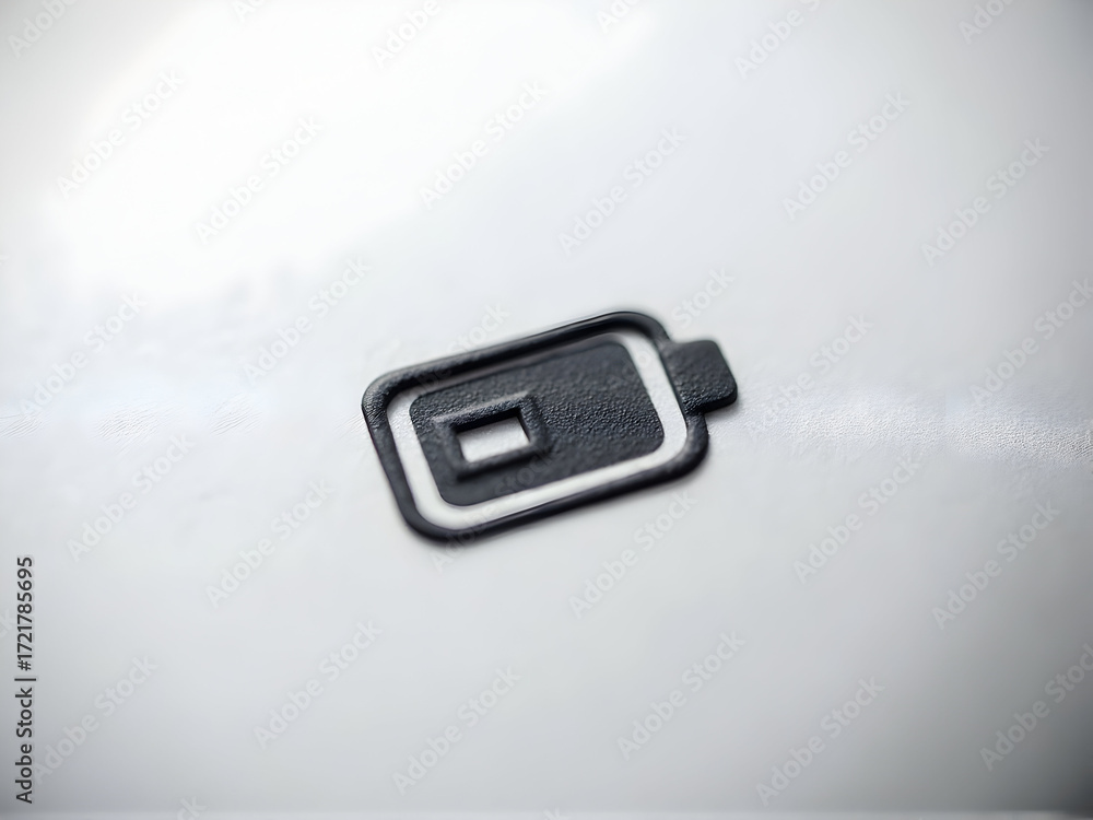 Fototapeta premium Low Battery Indicator Symbol Close Up on Surface