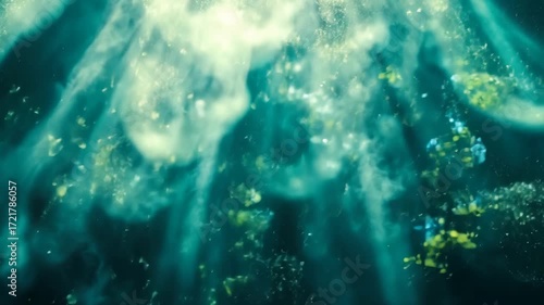 Abstract Underwater Light Rays and Particles.