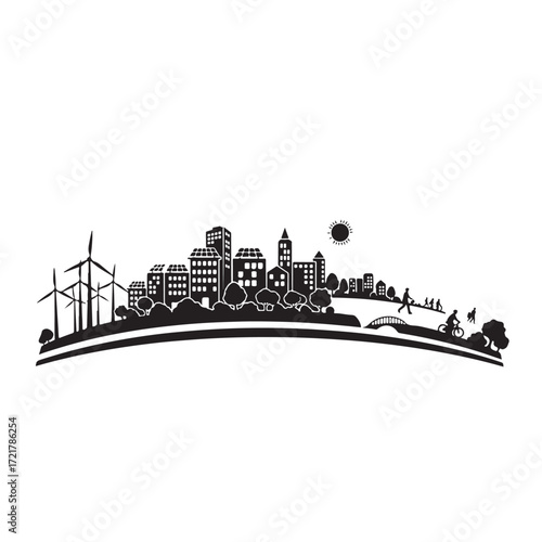 Green city border, ecology concept, sustainable development.