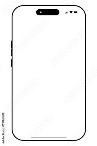 Smartphone mockup. Mobile phone vector with isolated on white background. Device front view.  mobile phone with shadow. Realistic, high quality smart phone mockup for ui ux presentation.