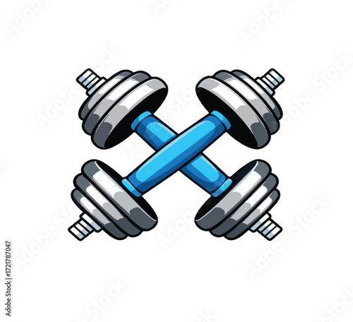 Two crossed dumbbells showing strength, fitness, and determination, perfect for gyms, personal training, and health promotions, ready for your design!