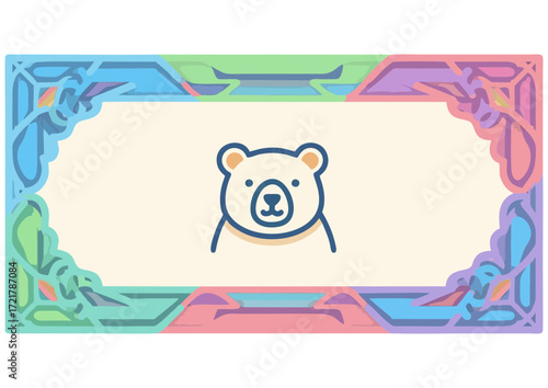 Cartoon bear cub character with a cute expression on a white background with copy space