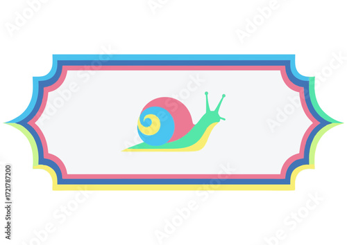 Colorful snail illustration on decorative border concept