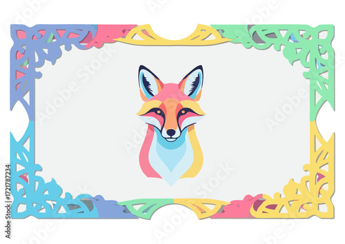 Charming fox profile with playful expression and sparkle effect on white background