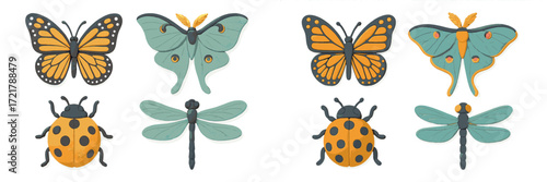 Colorful clay butterfly and insect decorations with vibrant designs, ideal for kids' crafts or classroom projects!