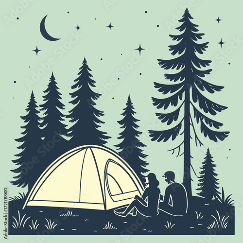camping in the forest