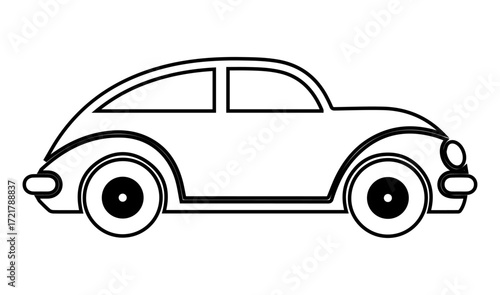 Classic Car Outline Icon for Transportation, Driving or Automotive