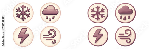 Weather icons depicting different atmospheric conditions for communication and design