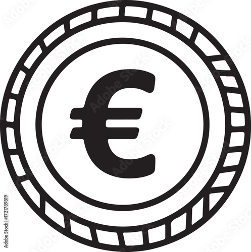 Illustration of euro currency symbol coin isolated on white background
