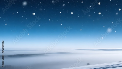 Wallpaper Mural Winter landscape with snowflakes falling in blue sky Torontodigital.ca