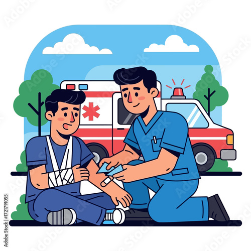 Paramedic Assisting Injured Person