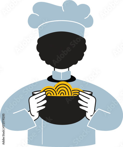 Chef holding a bowl of noodles