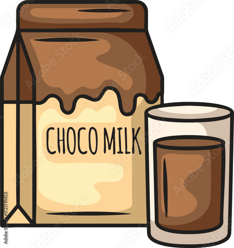 Choco Milk carton and glass of chocolate milk