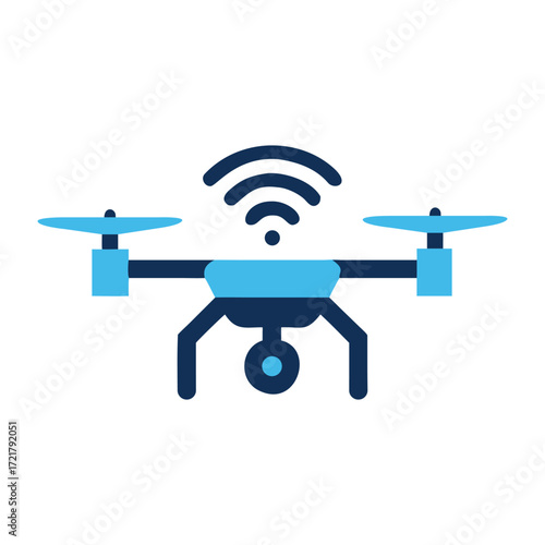 Modern Drone with Wi Fi Signal Icon, Technology and Connectivity