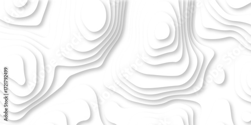 White light dynamic smooth cover origami papercut texture background. Abstract Luxury diamond creative topography map vector natural shadow papercut web spiral line background . 