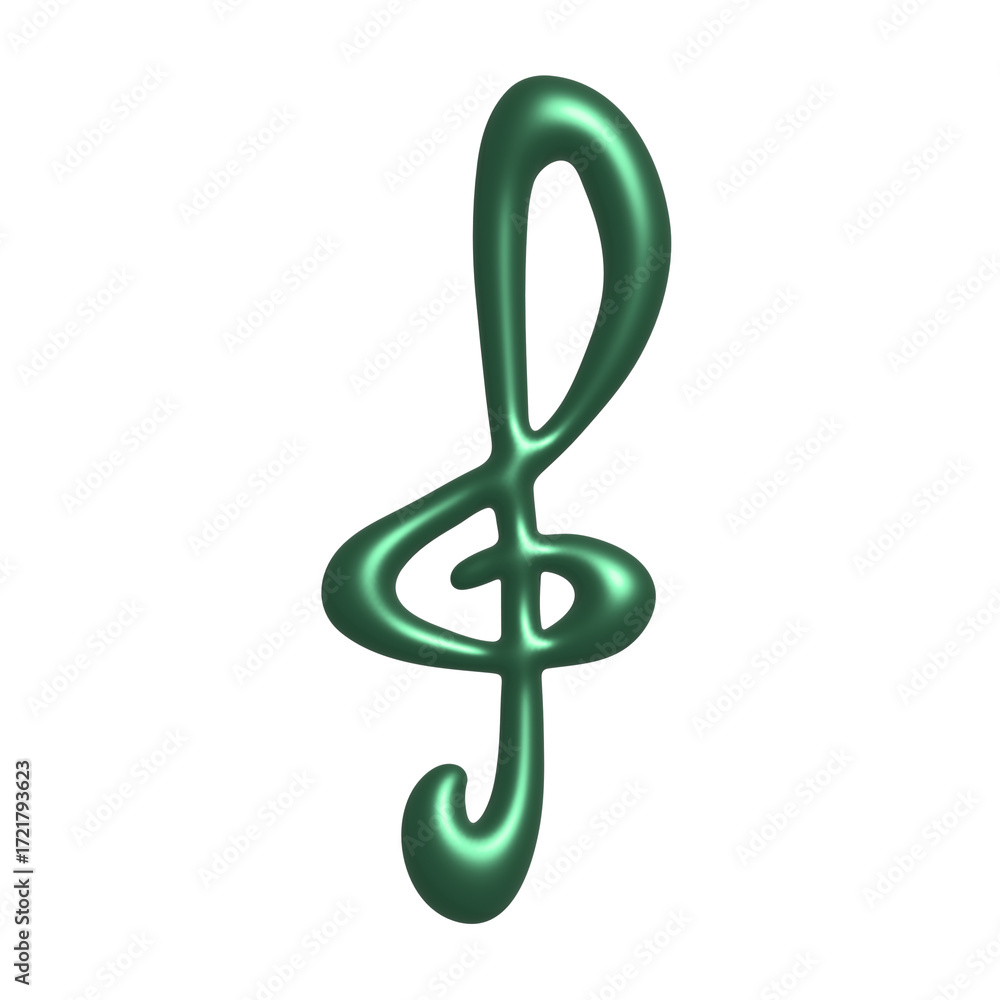 Obraz premium 3d treble clef. Hand drawn musical symbol. Single element for print, web, design, decor, logo