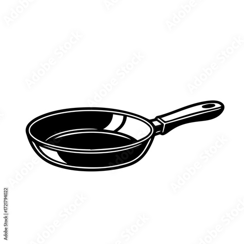 Sleek Skillet Illustration Black and White Kitchen Essential