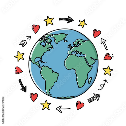Global Love and Unity A World Connected by Hearts and Stars