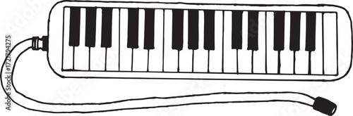 hand draw Melodica for colouring page kids