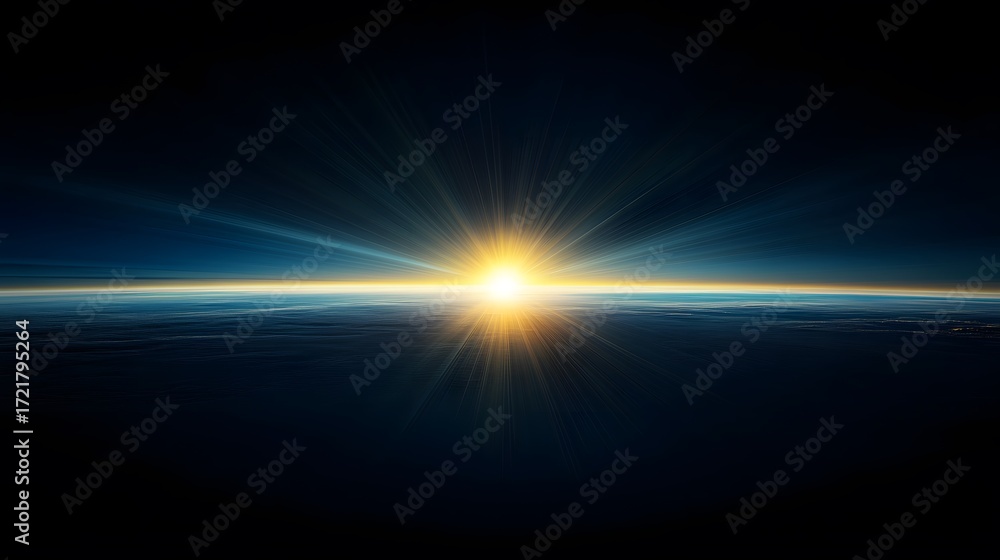 Obraz premium Sunrise over earth horizon space view from orbit atmosphere cosmic dawn bright light celestial glow planet view