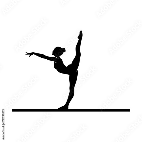 Silhouette of a woman doing various sports and fitness exercises, including yoga, gymnastics, and running, as a black vector illustration of a body in action