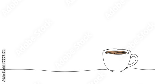 Minimalist illustration of a coffee cup on an empty background  