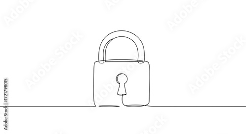 Simple line drawing of a padlock with a keyhole on white background  